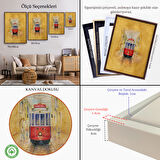 Beyaz Çerçeveli İstiklal Caddesi ve Tarihi Tranvay Duvar Tablosu