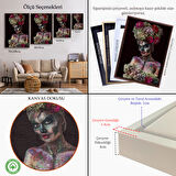 Siyah Çerçeveli Güzel Kızın Cadılar Bayramı Makyajı Duvar Tablosu