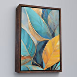 Beyaz Çerçeveli Renkli Yaprak Tablosu