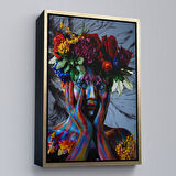 Beyaz Çerçeveli Çiçek Taçlı Kız Duvar Tablosu