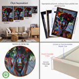 Beyaz Çerçeveli Çiçek Taçlı Kız Duvar Tablosu