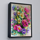 Altın Çerçeveli Renkli Çiçekler Duvar Tablosu