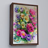 Altın Çerçeveli Renkli Çiçekler Duvar Tablosu