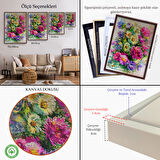 Kahverengi Çerçeveli Renkli Çiçekler Duvar Tablosu