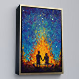 Altın Çerçeveli Nevruz Ateşini İzleyen Aşıklar Tablosu