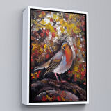 Beyaz Çerçeveli İngiliz Kırmızı Robin Kuşu Duvar Tablosu