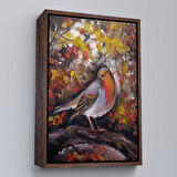 Beyaz Çerçeveli İngiliz Kırmızı Robin Kuşu Duvar Tablosu