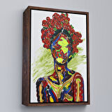 Siyah Çerçeveli Renkli Kadın Modern Duvar Tablosu