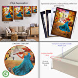 Beyaz Çerçeveli Paris de Etfel Kulesine Karşı Keman Çalan Kız Tablosu