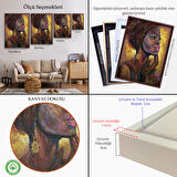 Kahverengi Çerçeveli Afrikalı Kadın Portresi Pop Art Duvar Tablosu