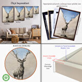 Altın Çerçeveli Daha Güzel Bir Doğa Hayal Eden Geyik Sürreal Duvar Tablosu