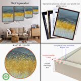 Altın Çerçeveli Modern Altın ve Mavi Soyut Tablosu