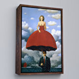 Kahverengi Çerçeveli Kırmızı Elbiseli Kadın Sürreal Duvar Tablosu