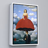 Kahverengi Çerçeveli Kırmızı Elbiseli Kadın Sürreal Duvar Tablosu