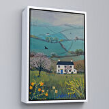 Siyah Çerçeveli İngiliz Köy Evi Manzarası Duvar Tablosu