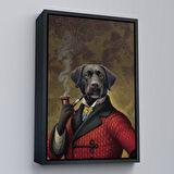Altın Çerçeveli Pipo İçin Köpek Duvar Tablosu