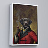 Altın Çerçeveli Pipo İçin Köpek Duvar Tablosu