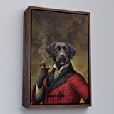 Altın Çerçeveli Pipo İçin Köpek Duvar Tablosu