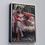 Kahverengi Çerçeveli Anne ve Kızı Ortaçağ Tablosu