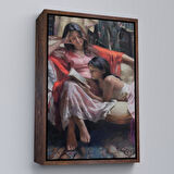 Siyah Çerçeveli Anne ve Kızı Ortaçağ Tablosu