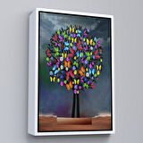 Altın Çerçeveli Kelebekler Ağacı Duvar Tablosu