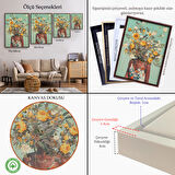 Beyaz Çerçeveli Çiçek Başlı Siyahi Kadın, Afrıkalı Kadın Kanvas Tablo