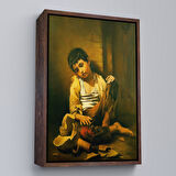 Altın Çerçeveli İranlı Ressam Morteza Kartouzıan Garip Çocuk Eseri Duvar Tablosu