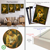 Altın Çerçeveli İranlı Ressam Morteza Kartouzıan Garip Çocuk Eseri Duvar Tablosu