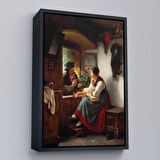 Beyaz Çerçeveli Ortaçağ Avrupası Sevgililer Duvar Tablosu