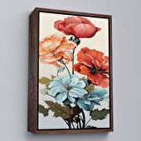 Kahverengi Çerçeveli Renkli Çiçekler Tablosu