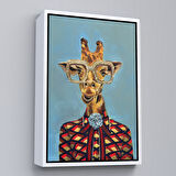 Beyaz Çerçeveli Sosyetik Zürafa Dekoratif Duvar Tablosu