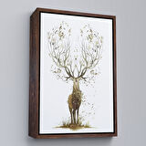 Kahverengi Çerçeveli Yaprak Boynuzlu Geyik Tablosu