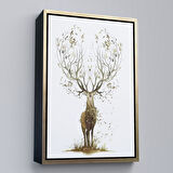 Kahverengi Çerçeveli Yaprak Boynuzlu Geyik Tablosu