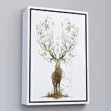 Kahverengi Çerçeveli Yaprak Boynuzlu Geyik Tablosu