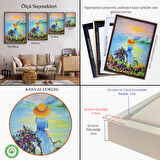 Siyah Çerçeveli Göl Kenarındaki Bisikletli Kız Dekoratif Duvar Tablosu