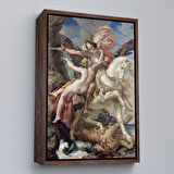Beyaz Çerçeveli Ruggiero ve Angelica Kurtuluş Eseri Dekoratif Duvar Tablosu