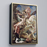 Beyaz Çerçeveli Ruggiero ve Angelica Kurtuluş Eseri Dekoratif Duvar Tablosu