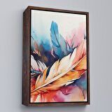 Kahverengi Çerçeveli Suluboya Görünümlü Modern Tüy Tablosu