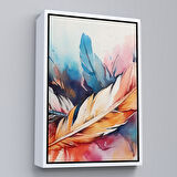 Kahverengi Çerçeveli Suluboya Görünümlü Modern Tüy Tablosu