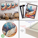 Kahverengi Çerçeveli Suluboya Görünümlü Modern Tüy Tablosu