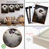 Kahverengi Çerçeveli Süpürge ile Uçan Cadı, Cadılar Bayramı Helloven Duvar Tablosu