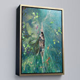 Kahverengi Çerçeveli Lilyumların Altında Kano ile Gezen Duvar Tablosu