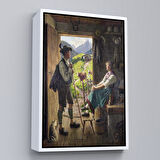 Altın Çerçeveli İsviçre Alplerindeki Aşıklar Dekoratif Duvar Tablosu