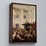 Kahverengi Çerçeveli Lenin Petersburg'da Sovyetlerin İktidarını İlan Ediyor Tablo