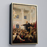 Kahverengi Çerçeveli Lenin Petersburg'da Sovyetlerin İktidarını İlan Ediyor Tablo