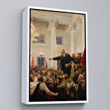 Kahverengi Çerçeveli Lenin Petersburg'da Sovyetlerin İktidarını İlan Ediyor Tablo