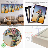 Kahverengi Çerçeveli Hippi Devekuşu Dekoratif Duvar Tablosu