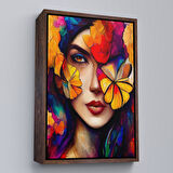 Altın Çerçeveli Çiçek ve Kadın Temalı Dekoratif Duvar Tablosu