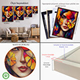 Altın Çerçeveli Çiçek ve Kadın Temalı Dekoratif Duvar Tablosu