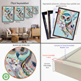 Altın Çerçeveli Çiçekler İçindeki Sanatsal Baykuş Tablosu